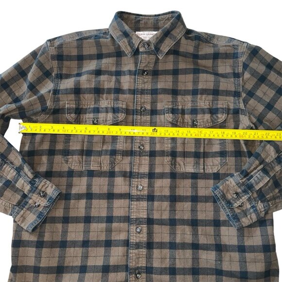 Filson Flannel Long Sleeve Button Up Alaskan Guide Otter Green/Brown Plaid Large - Picture 4 of 9